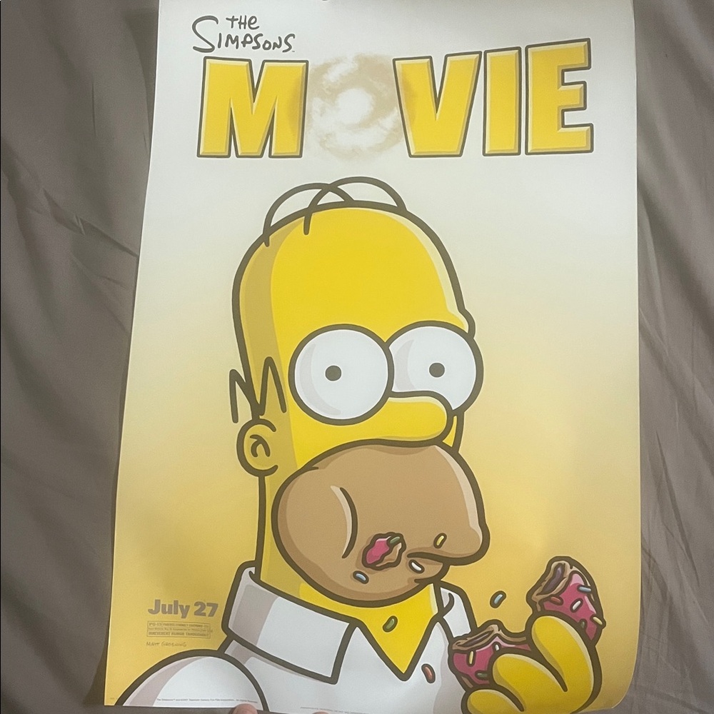 The Simpsons Movie Poster 2007 13.5x20 Homer’s Doughnut ORIGIN Fox Disney